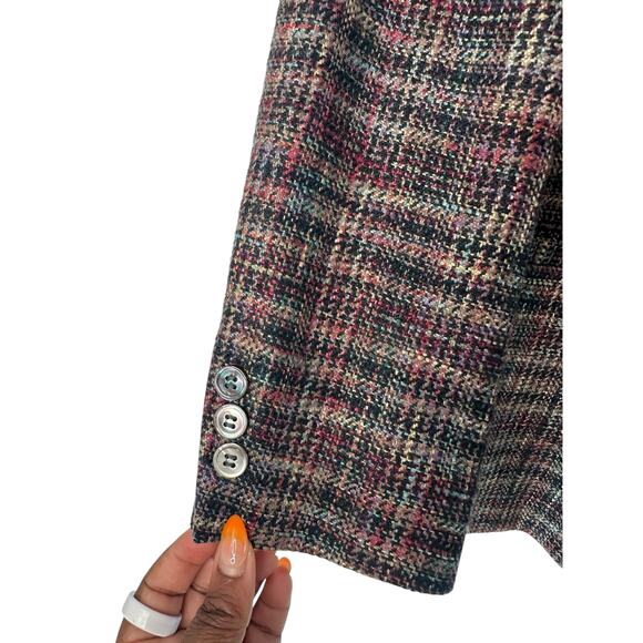 Vintage Plaid Light Academia Preppy Office Work Career Silk Blazer Size 4 - Picture 6 of 13